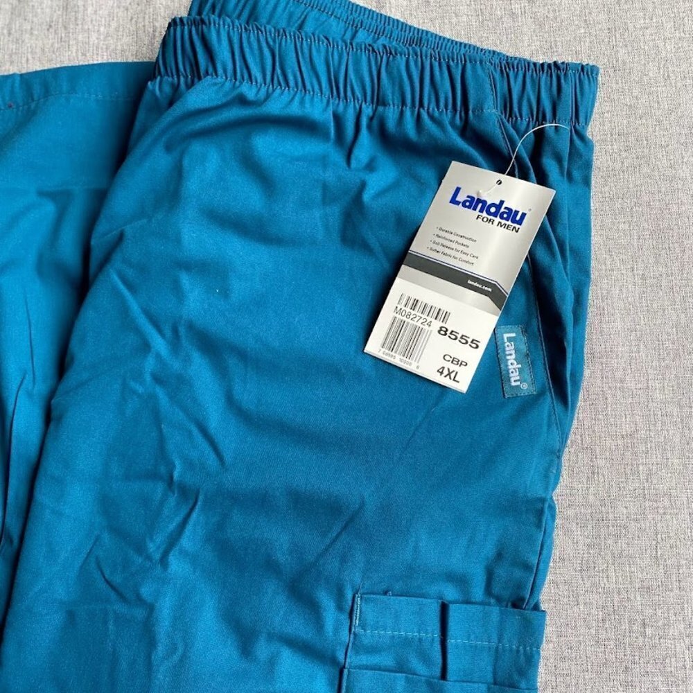 Landau Essentials Relaxed Fit 7-Pocket Elastic Cargo Scrub Pants for Men 4XL